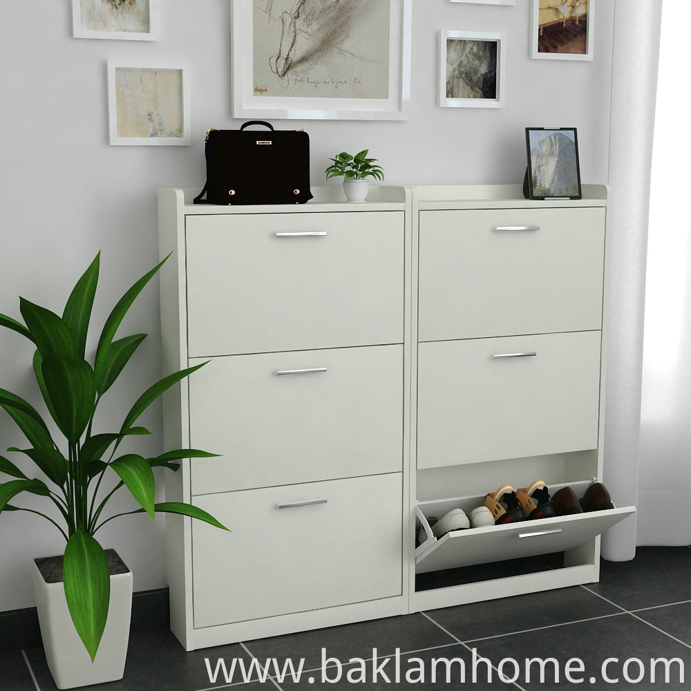 Space saving storage wooden shoe cabinet